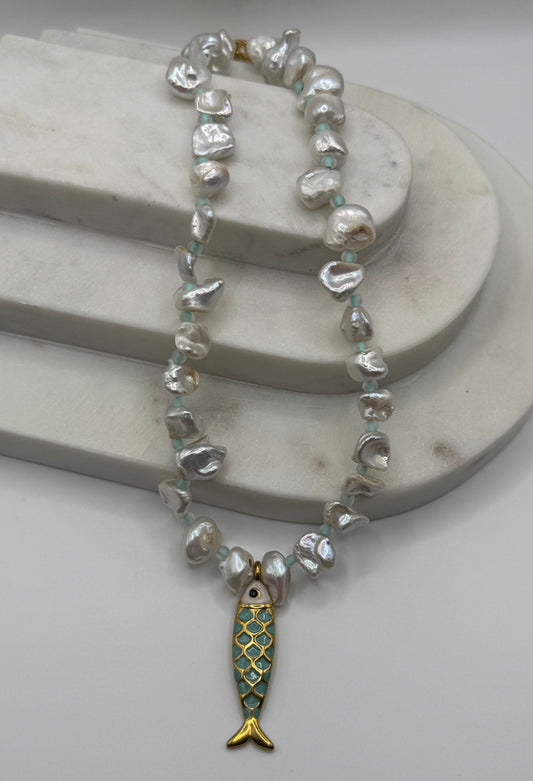 Baroque fish necklace