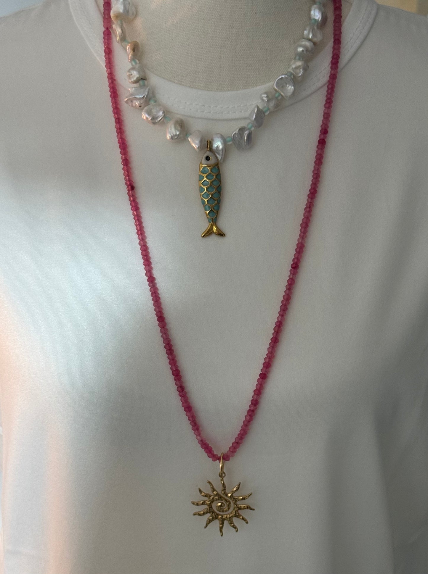 Baroque fish necklace
